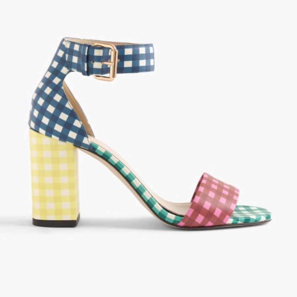 vintage J.Crew Collection gingham heel sandals🌈size 7